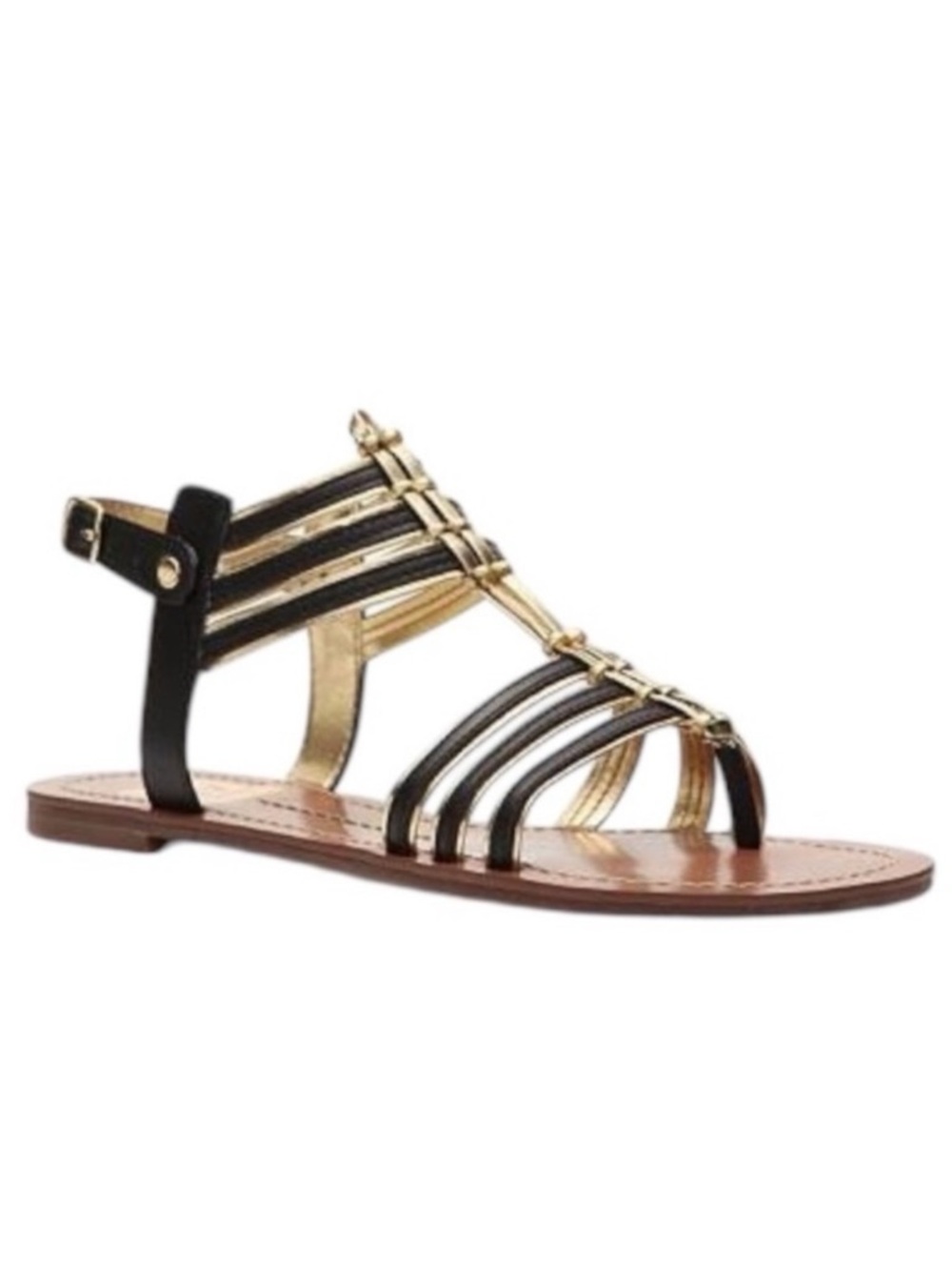 DV by Dolce Vita Black and Gold Stella Dustin Gladiator Sandals Size 7.5